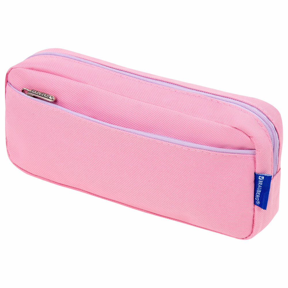 Пенал мягкий BRAUBERG PASTEL 2 отделения красный 21х9 5х5 см (3 штуки в упаковке)