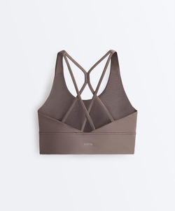 Oysho Спортивный бюстгальтер с бретелями на спине, серо-коричневый