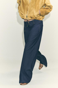 ZARA БРЮКИ WIDE LEG, ИНДИГО