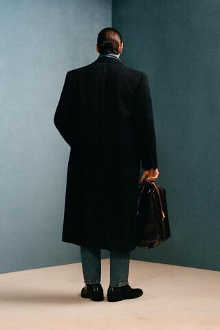 ZARA X WILLY CHAVARRIA СТРУЯЩЕЕСЯ ПАЛЬТО, ТЕМНО-СИНИЙ