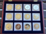 Europe. Exquisite Collection of 12 Euro-Themed Medals — A Numismatic Treasure in a Luxurious Display Case