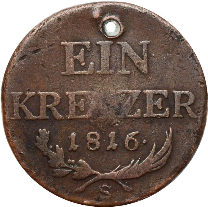 1 крейцер 1816 Австрия S VF (отверстие)