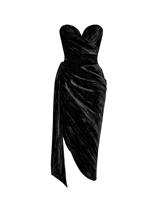 Платье миди из бархата драпированное