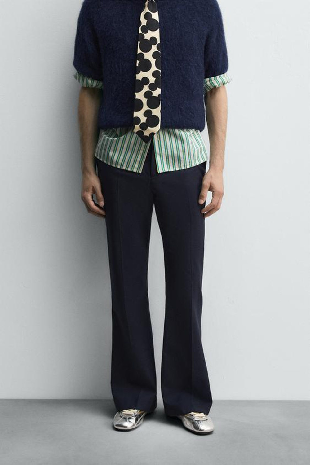 ZARA HARRY LAMBERT X DISNEY БРЮКИ КЛЕШ, МОРСКОЙ СИНИЙ