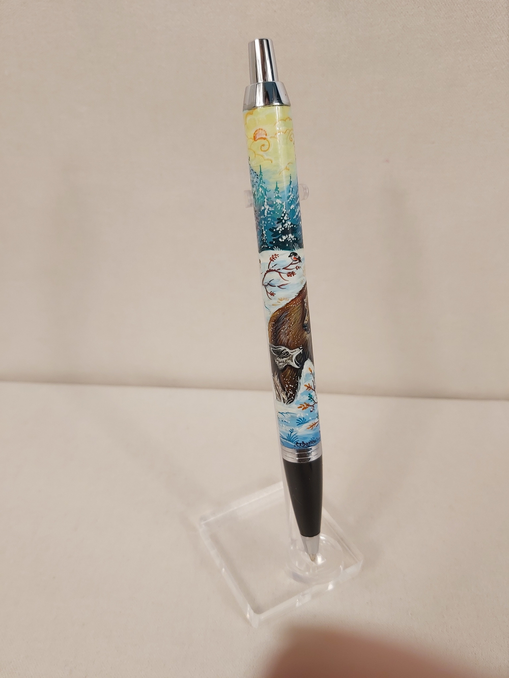 Ручка "Схватка" с ручной росписью Палех