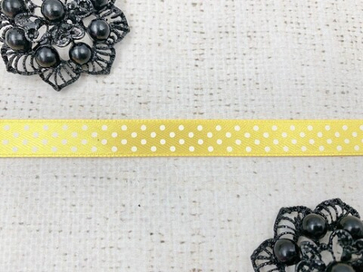 Лента атласная горох, ш. 1 см, жёлтый
