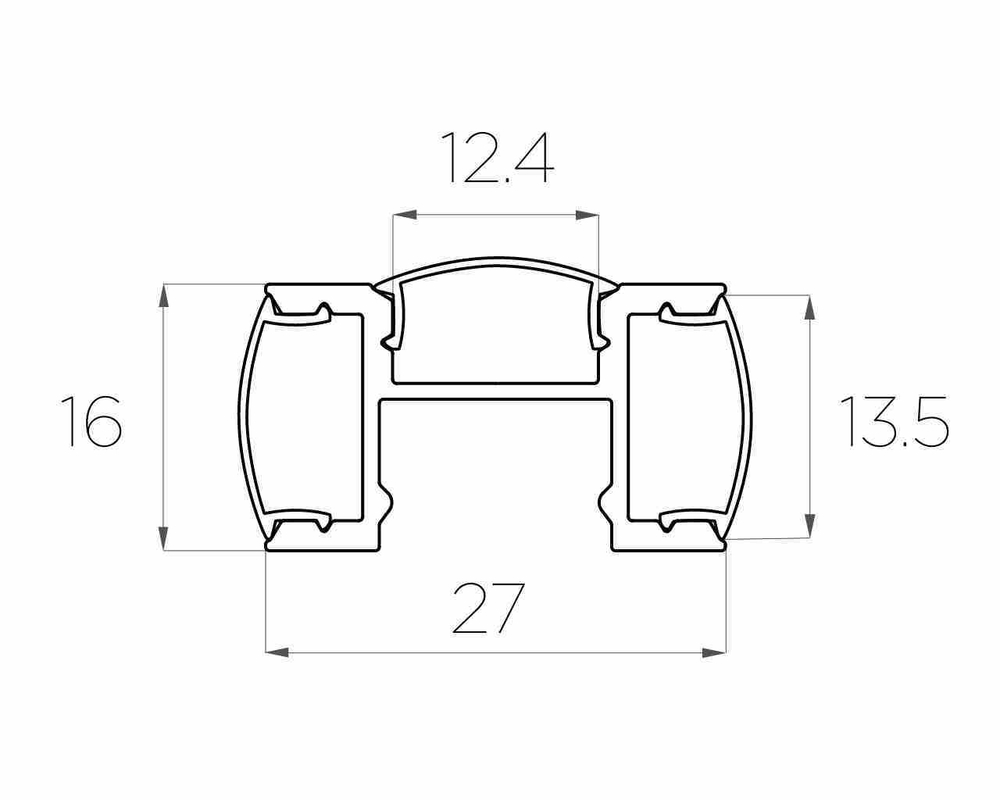 Профиль накладной алюминиевый LC-LPF-2716-2 Anod