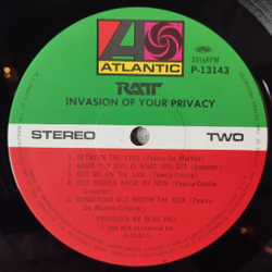 Винтажная виниловая пластинка LP Ratt Invasion Of Your Privacy (Japan 1985) (Obi) Never Use Love