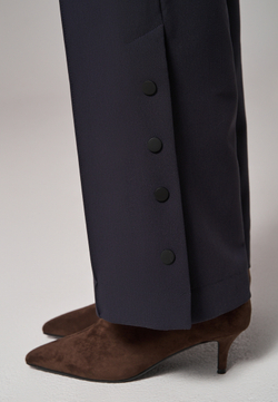 Брюки прямые с кнопками синие