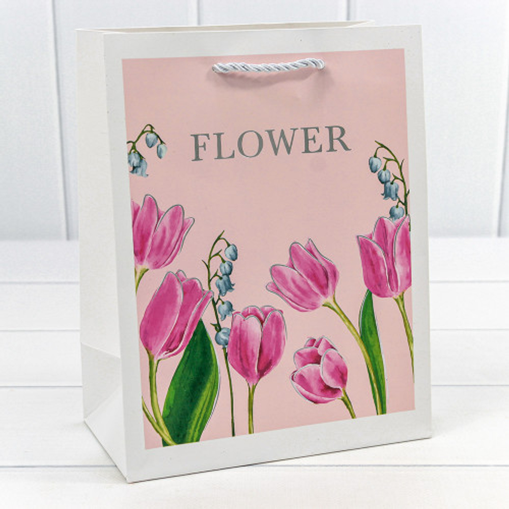 Пакет подарочный 18х23х10см "Flower" с тиснением (Микс)