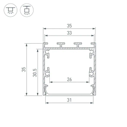 Профиль LINE-S-3535-2000 WHITE (Arlight, Алюминий) 041834