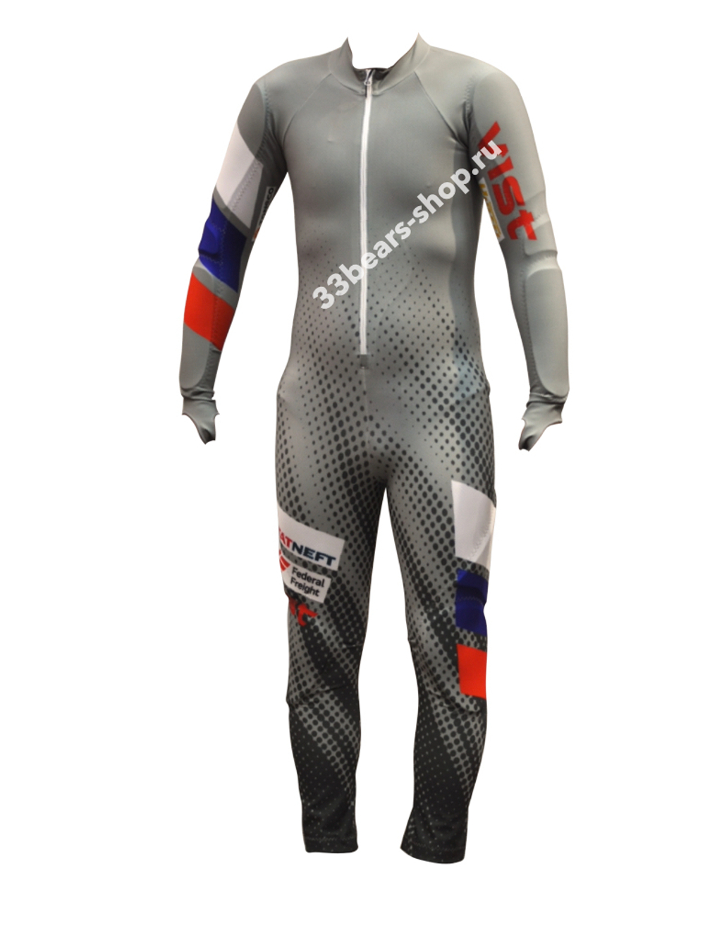 VIST комбинезон FIS горнолыжный RACE FIS Suit с защитой RUSSIA TEAM серо-зеленый