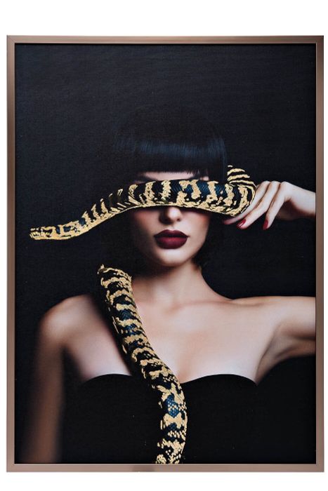 Холст Девушка со змеей в багете латунь Garda Decor 89VOR-GIRL/SNAKE-1