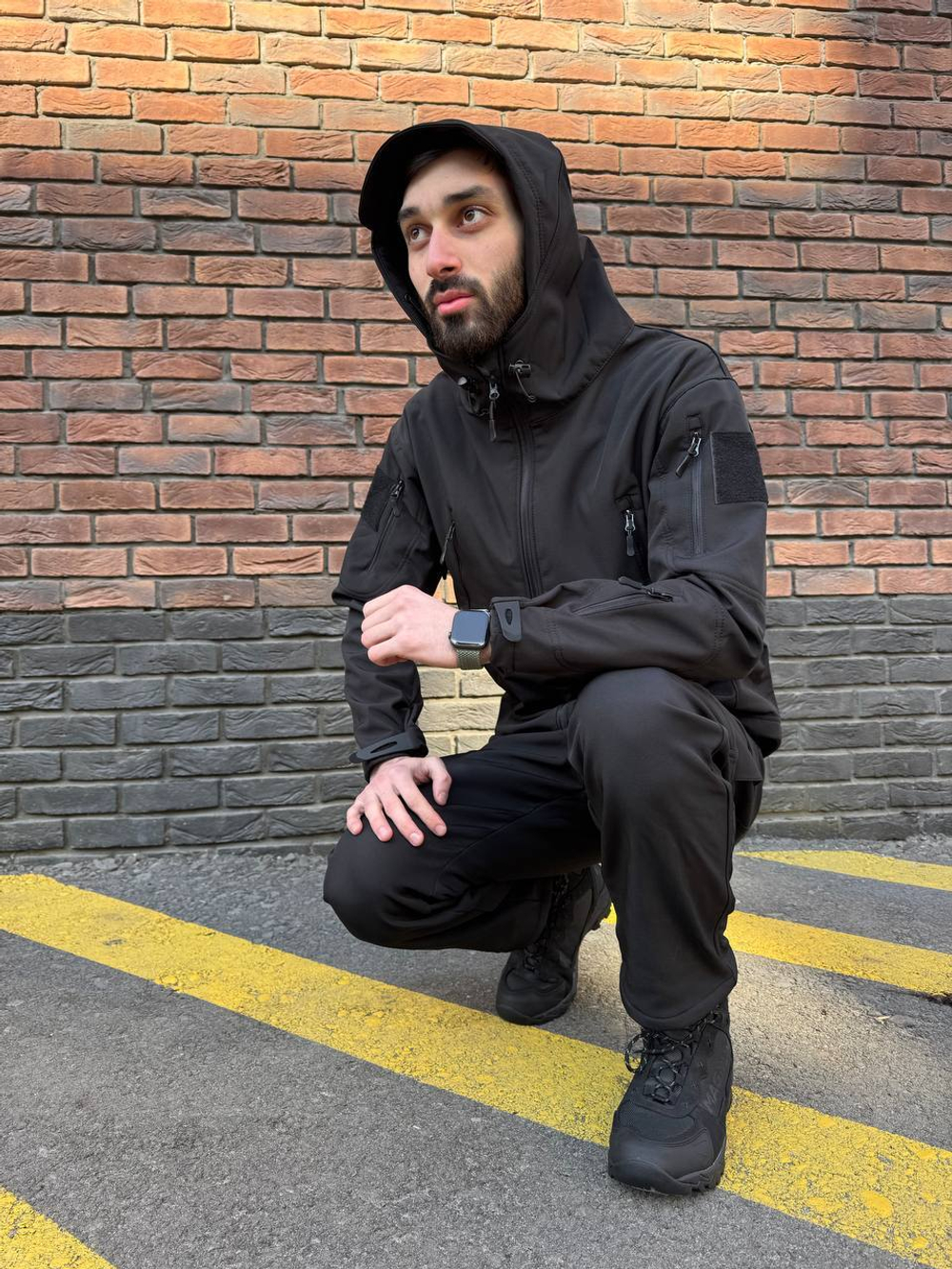 Тактический демисезонный костюм / softshell / чёрный