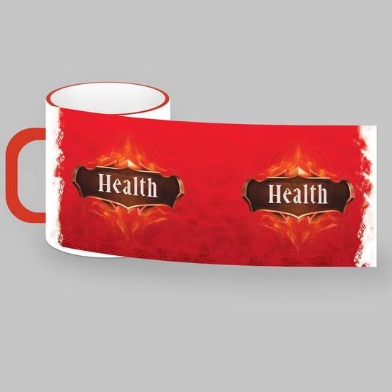 Кружка керамическая объем 330мл, Здоровье (красная/белая внутри)