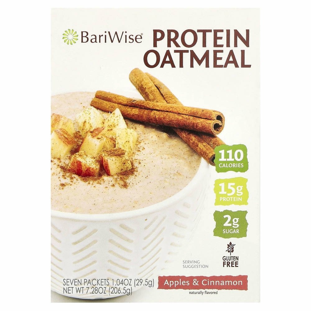 BariWise, протеиновая овсянка, яблоки и корица, 7 пакетиков по 29,5 г (1,04 унции)