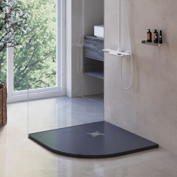 Душевой поддон полукруглый RGW ST/R-G Графит (900x900)