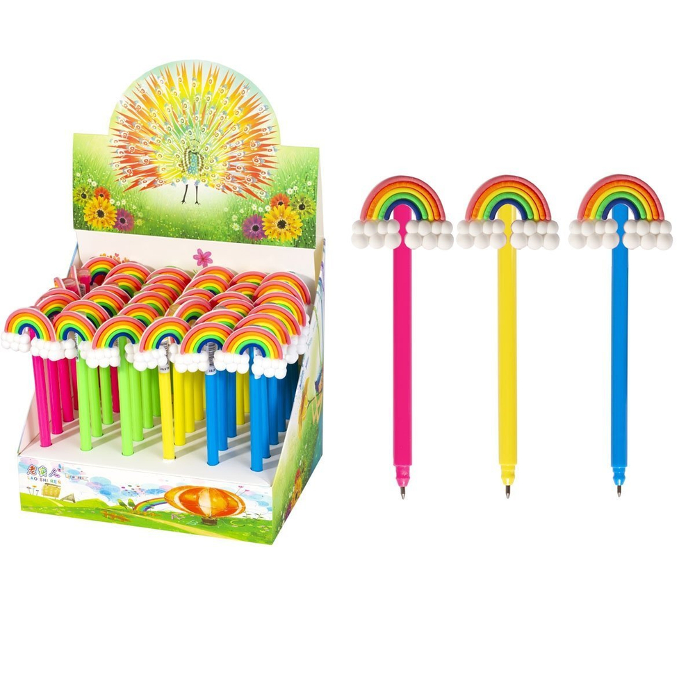 Ручка шариковая Alingar "Радуга", 0,7 мм, синяя, цветной пластиковый корпус, карт. уп.