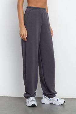Джоггеры бананы без начеса из премиум футера цвета антрацит