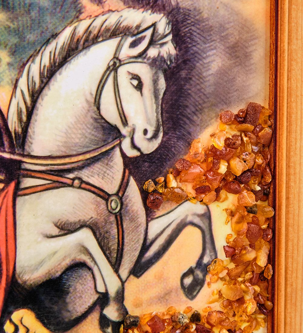 AMB-71/12 Икона «Архангел Михаил» (с янтарной крошкой) дер.краш.рамка 21х30