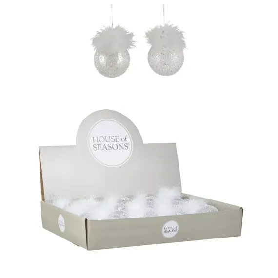 Набор стеклянных шаров Ледяной дождь 70 мм., 18 шт., белый, Christmas DeLuxe (86797)