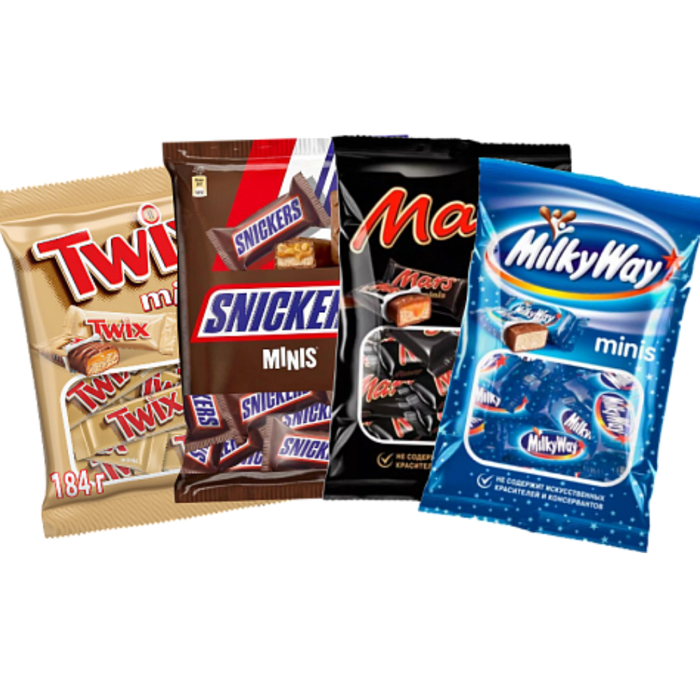 Конфеты Mars\Snickers\Milky Way\Twix Ассорти вес (260)