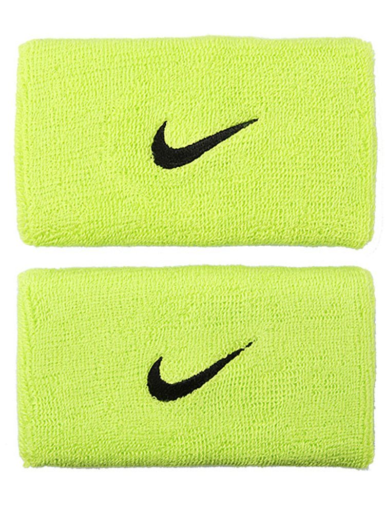 Напульсник теннисный Nike Swoosh Double-Wide Wristbands - atomic green/black