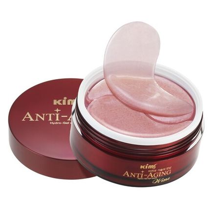 Гидрогелевые анти-возрастные винные патчи Kims Wine Hydro-Gel Eye Patch, (60 шт. в баночке, размер L)