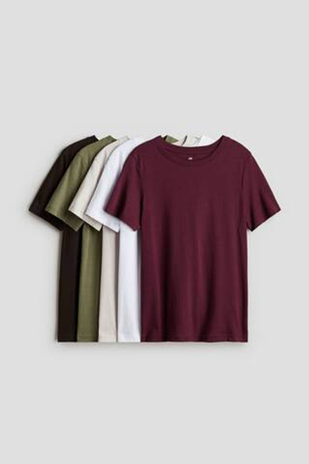 H&M Набор из 5 футболок, бордовый