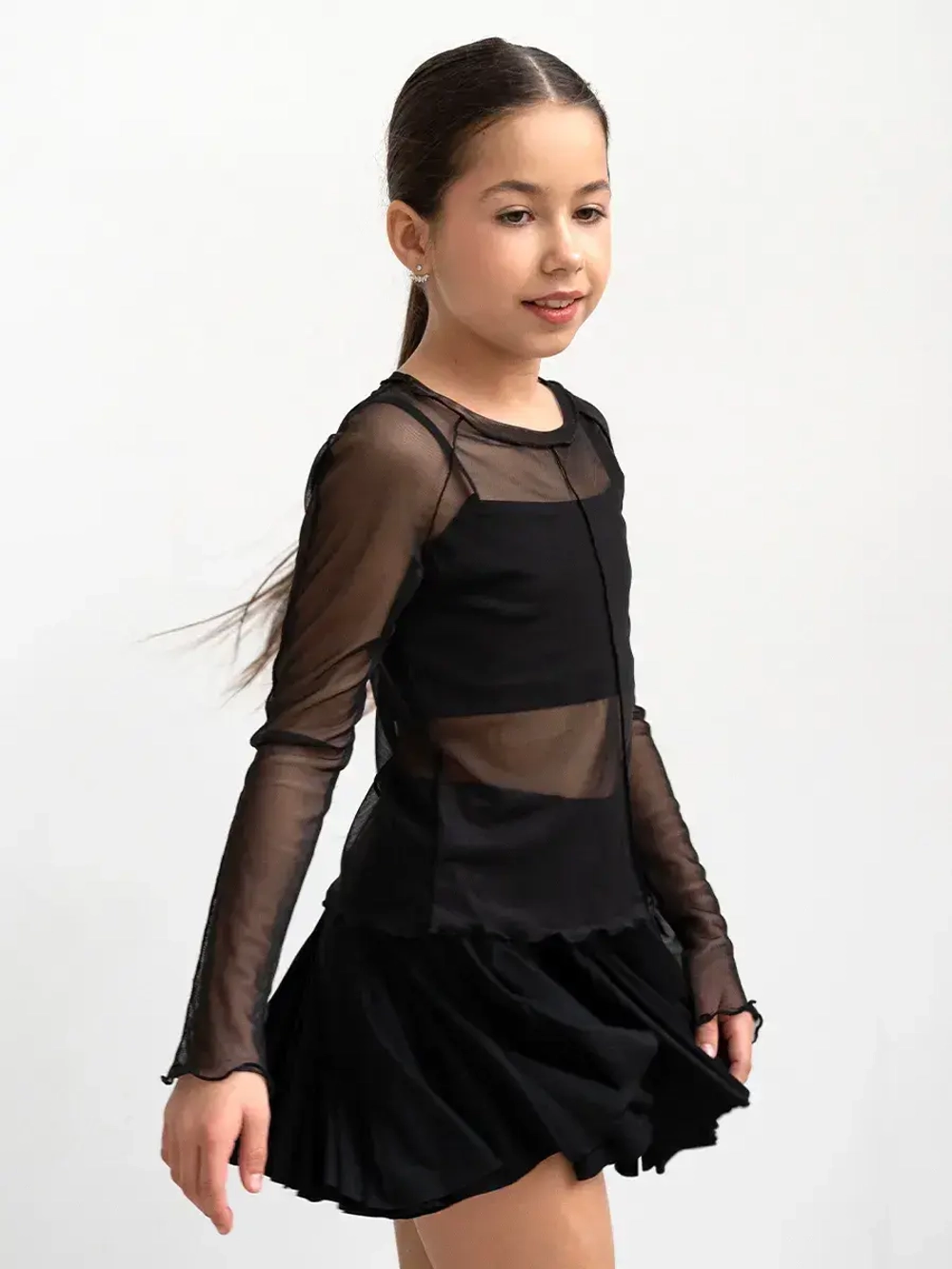 Лонгслив для девочки прозрачный и топ