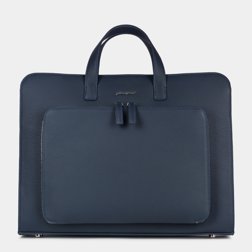 Мужская сумка Grande Ambassadeur Easy из натуральной кожи теленка, цвета синий мат