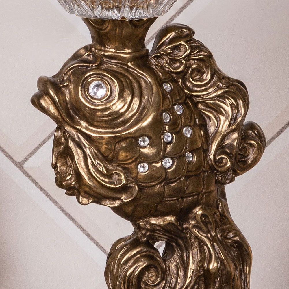 Сахарница стеклянная с крышкой Рыбка Заветное желание Золото