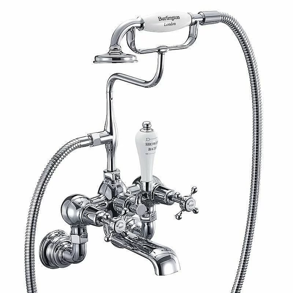 Смеситель для ванны Burlington Regent CLR17-QT хром/ручки белые