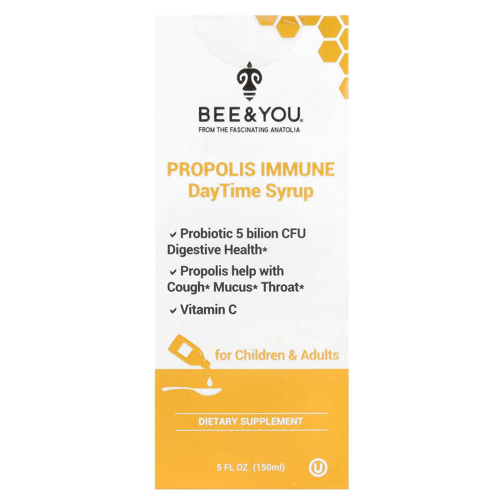 Bee & You, Дневной сироп с прополисом, для иммунитета, 150 мл (5 жидк. Унций)