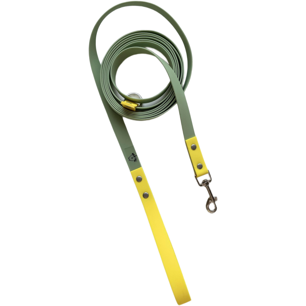 Поводок из биотана 15 мм, длина 5 м, оливковый +желтый