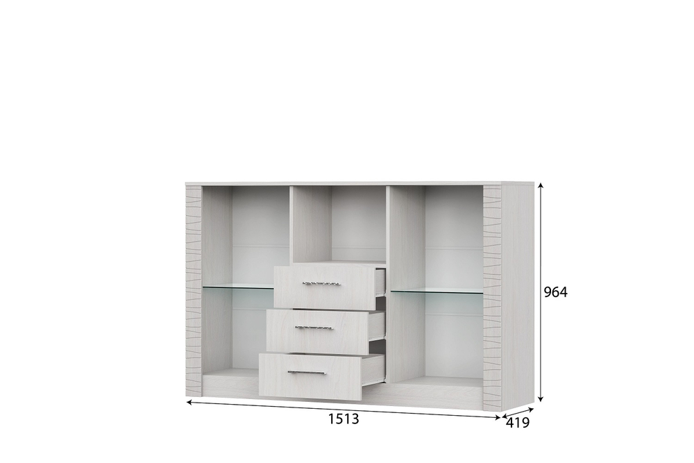 Комод - витрина "Гамма 20" Ясень анкор  светлый, Сандал светлый