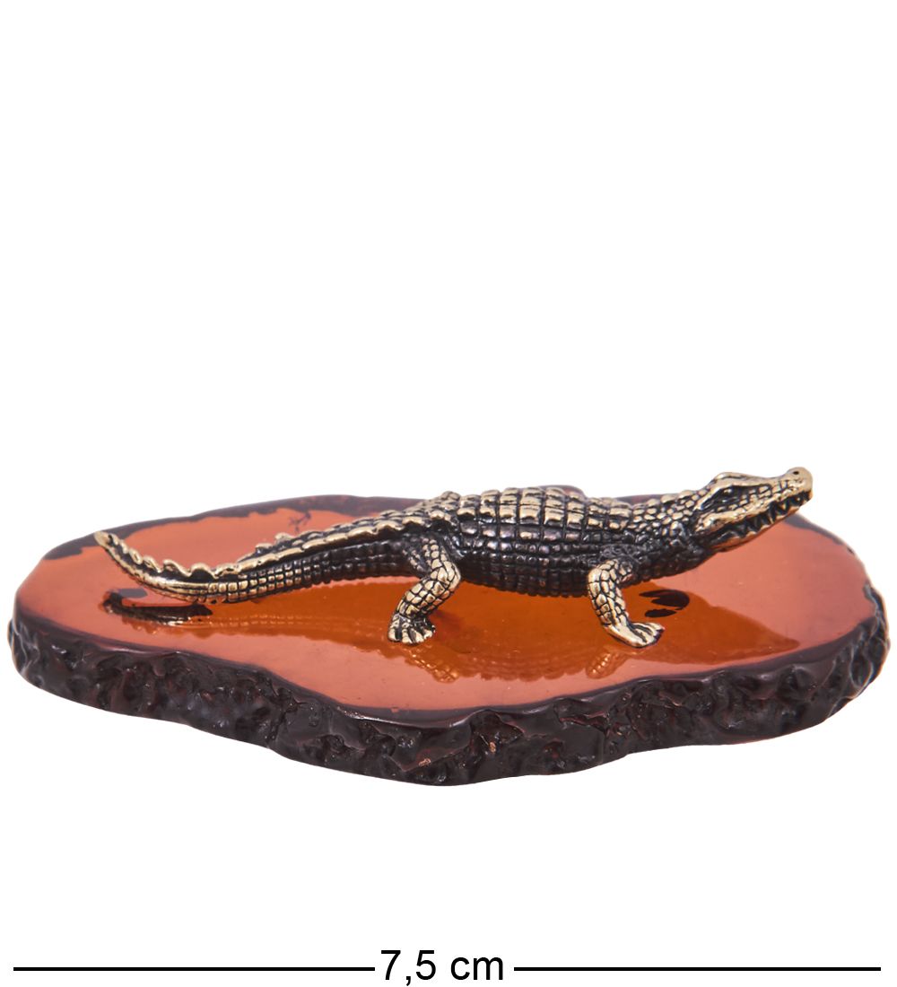 Народные промыслы AM-4183 Фигурка «Крокодил Кайман» (латунь, янтарь)