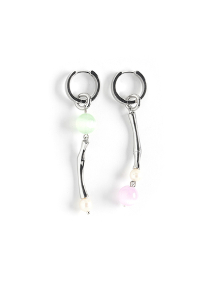 Серьги "Bubble violet-green" с селенитом Silver