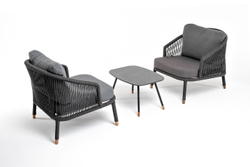 "Лугано" лаунж-зона 5-местная плетеная из роупа (веревки), каркас алюминиевый темно-серый, роуп темно-серый