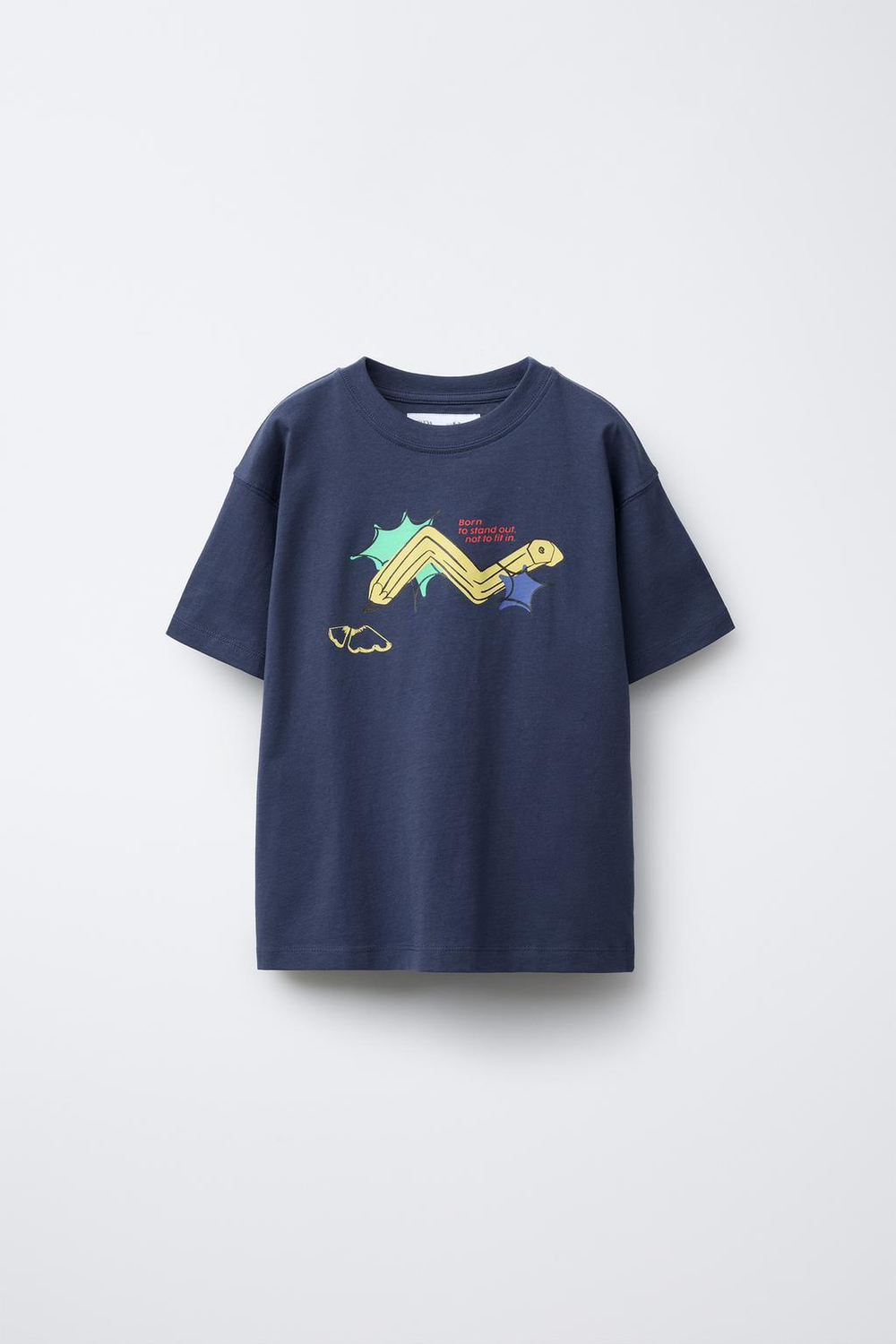 ZARA ФУТБОЛКА С ПРИНТОМ, СИНИЙ