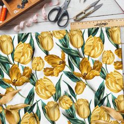 Ткань барби акварельные желтые тюльпаны