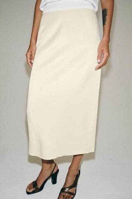 ZARA ПРЯМАЯ ЮБКА МИДИ — ZW COLLECTION, ЭКРЮ