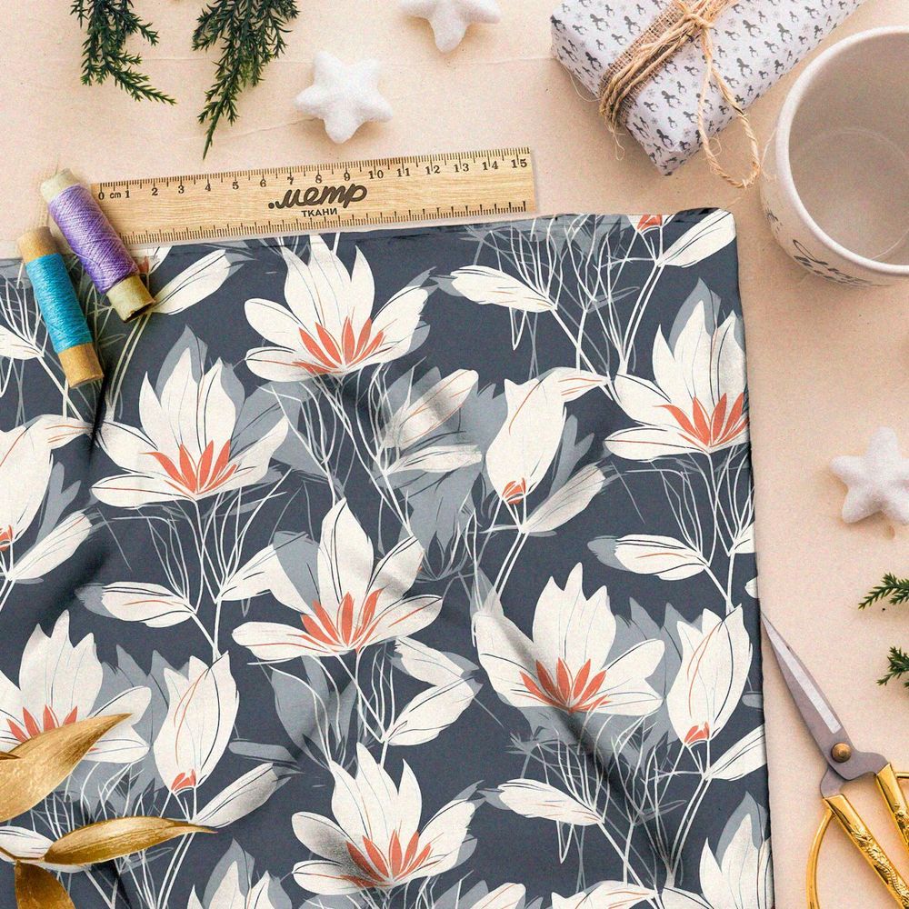 Ткань премиум флис шепот цветов