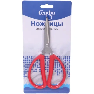 Ножницы универсальные бытовые «VOSTOK MARKET», цвет красный, 19см (блистер Селфи)