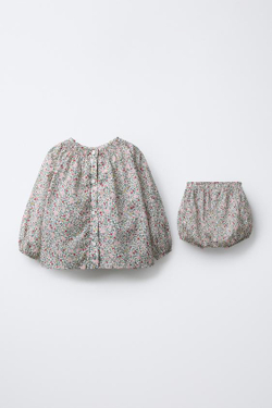 ZARA КОМПЛЕКТ ИЗ РУБАШКИ И БЛУМЕРОВ С ЦВЕТОЧНЫМ ПРИНТОМ, РАЗНОЦВЕТНЫЙ