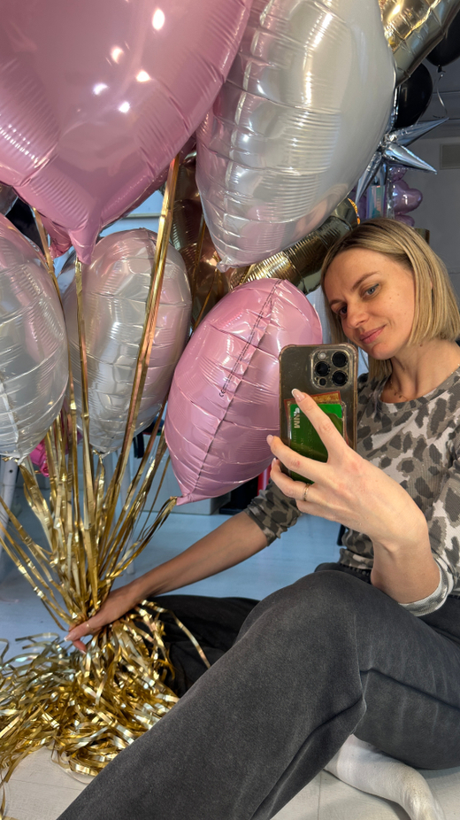 Воздушные сердца под потолок шампань/золото №4735