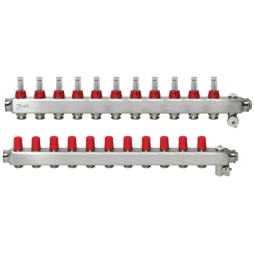 Коллекторная гр. со встр. расх. 11 выходов 1" Евроконус 3/4" SSM-11F (088U0761) (Danfoss) нерж. Ст.