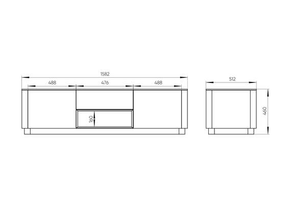 Тумба Tammi под ТВ ширина 160 см (молочный)