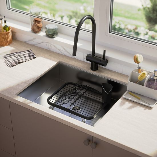 Сушилка для посуды sinkin, 28х14х35,5 см, черная