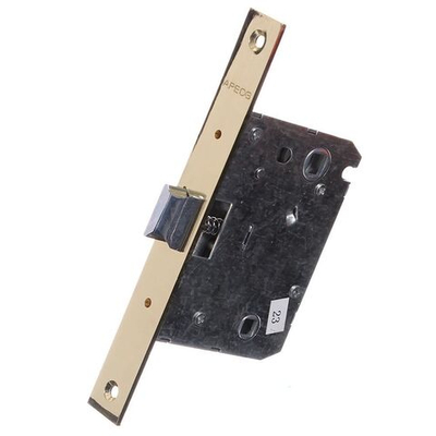 Защелка врезная, Apecs, 5600-WC-G, язычок металлический, с фиксатором, без ручек, золото